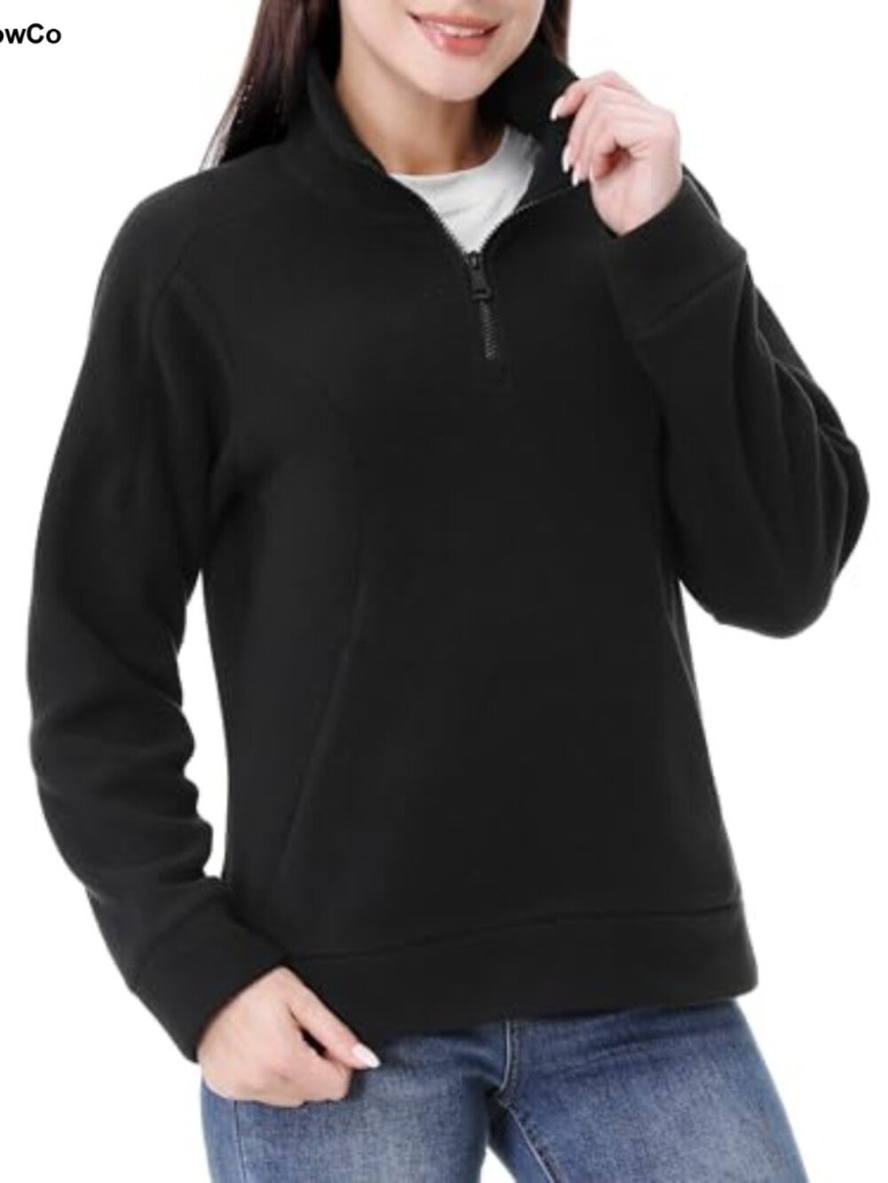 Polar Fleece Pullover Quarter-Zip Sweatshirt Mock Neck Long Sleeve Utility
